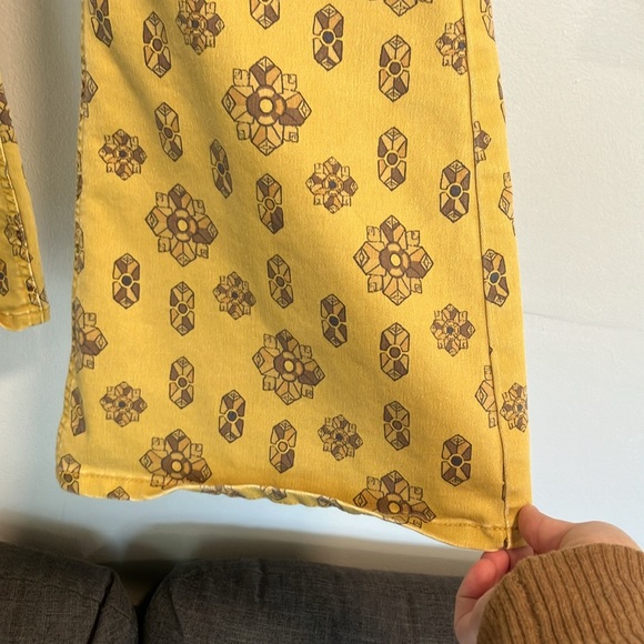 We the Free Geometric Flare Bell Bottom Retro Boho Jeans Mustard Yellow Sz 31 - Picture 6 of 16
